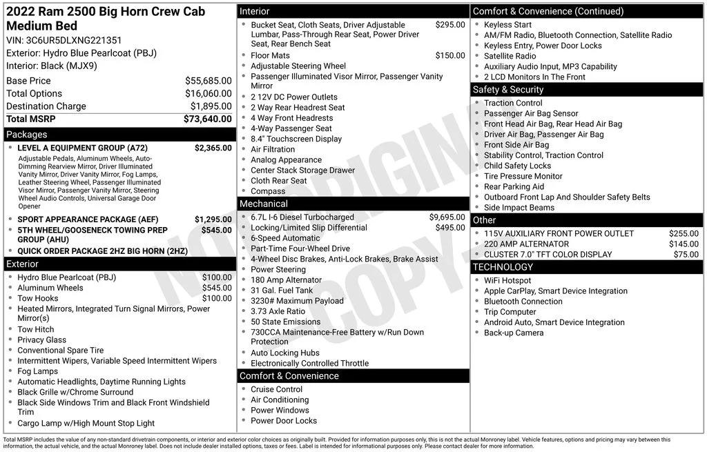 ram ram 2500 pickup 2022 3C6UR5DLXNG221351 image ram ram 2500 pickup 2022 3C6UR5DLXNG221351 image
